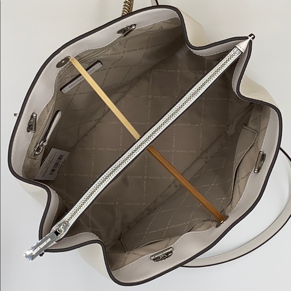 MICHAEL KORS TEAGEN LARGE LONG DROP SATCHEL WHITE - Picture 8 of 13